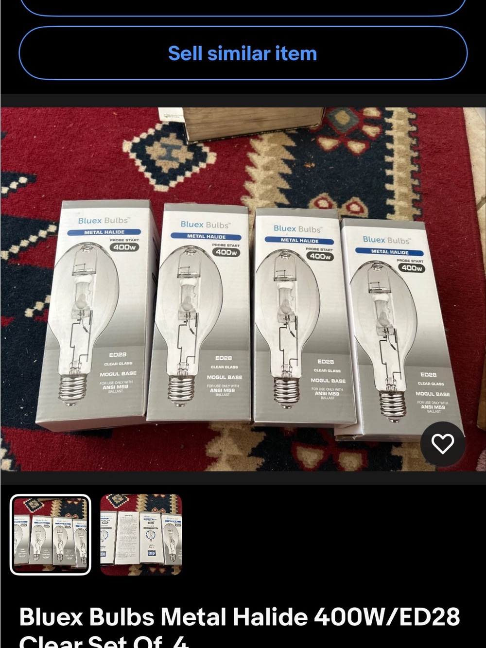 Bluex Metal Halide 400W ED28 Clear Bulbs - Set of 4